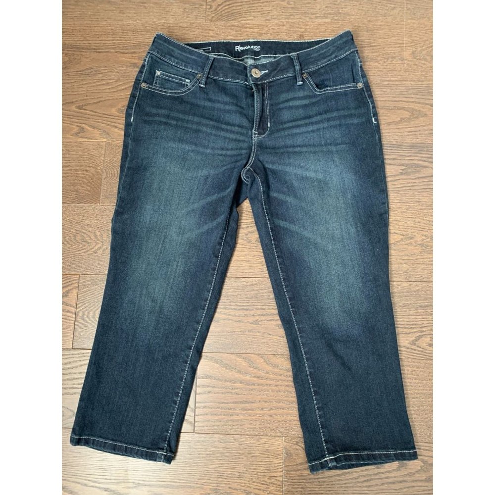 Revolution by Ricki's Sz 27 Women's Claire Capri Dark Wash Low-Rise Stretch Blue